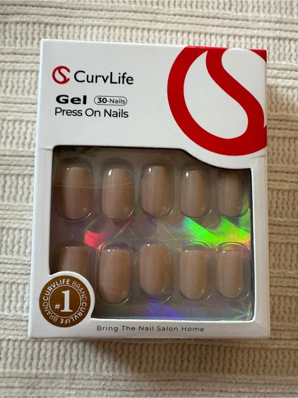 New Curvlife Gel Press On Nails - Nude Beige Set